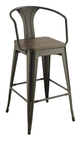 Cavalier Wooden Seat Bar Stools Dark Elm and Matte Black (Set of 2) image