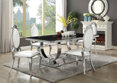 Antoine Rectangular Glass Top Dining Set Chrome