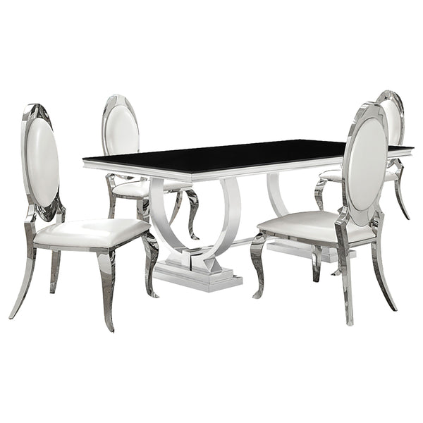 Antoine Rectangular Glass Top Dining Set Chrome