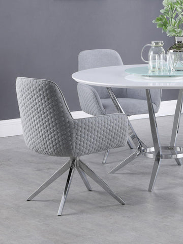 Abby Flare Arm Side Chair Light Grey and Chrome image