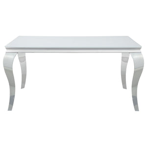 Carone Rectangular Glass Top Dining Table White and Chrome image