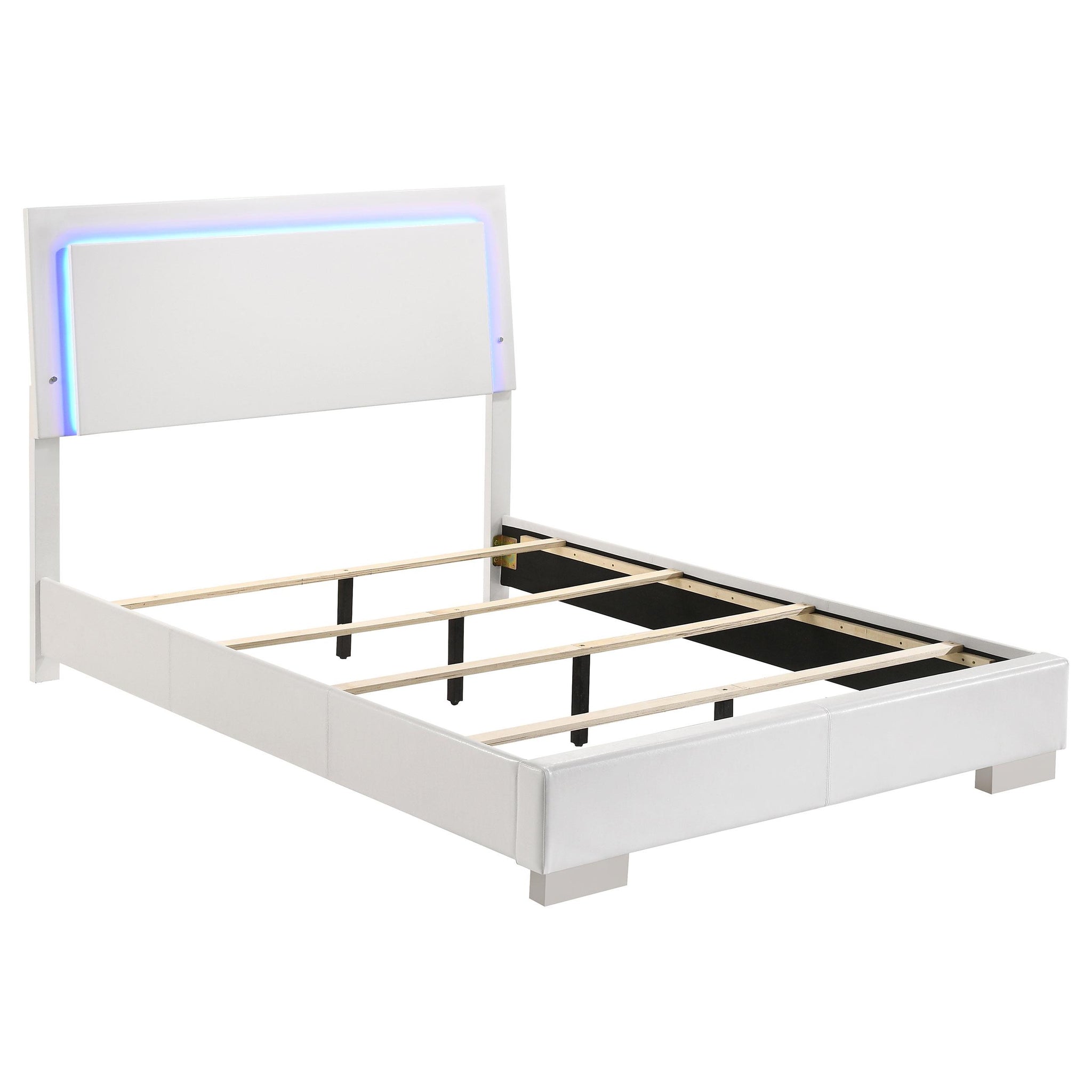 Felicity Full & Twin Panel Bed with LED Lighting Glossy White