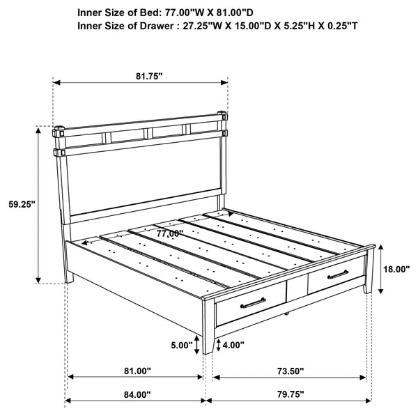 Hazlewood Panel Platform Storage Bed
