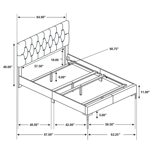 Kendall Panel Bed E.King, & Queen Black & White