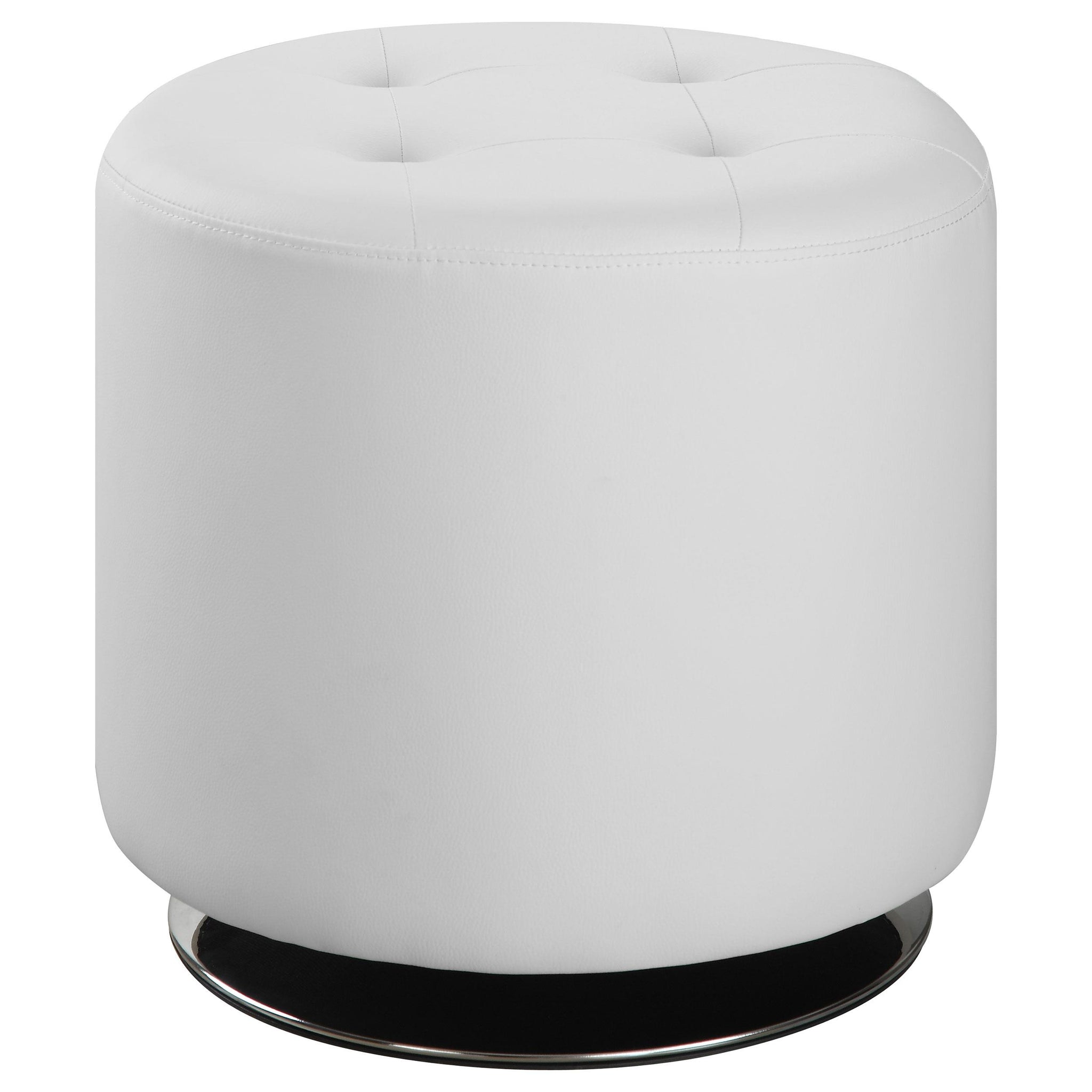 Bowman Round Upholstered Ottoman White image