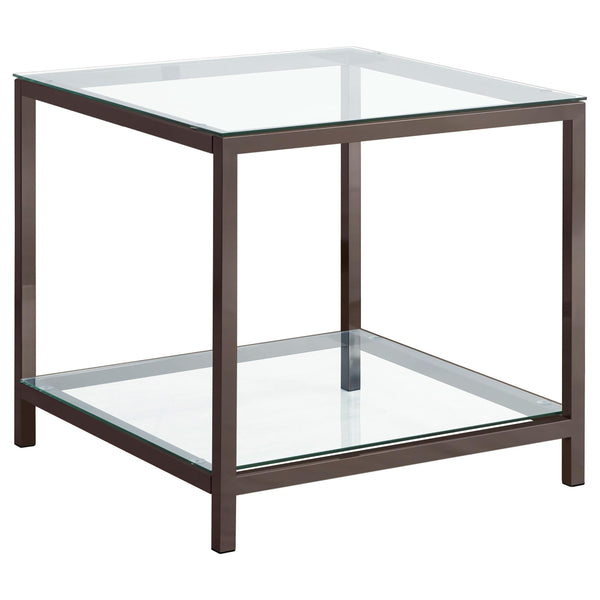 Trini End Table with Glass Shelf Black Nickel image