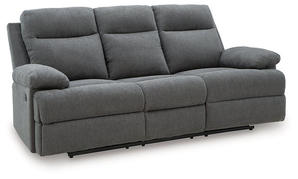Side-Swipe Reclining Sofa with Drop Down Table