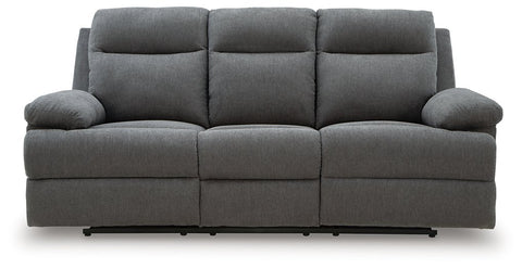 Side-Swipe Reclining Sofa with Drop Down Table
