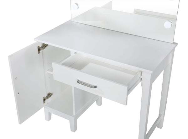 Elijah Makeup Vanity Table with LED Mirror and Stool