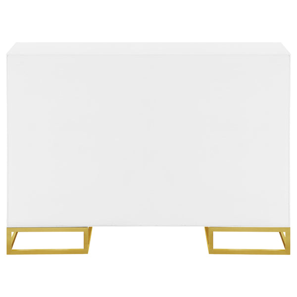 Elsa 2-door Accent Cabinet with Adjustable Shelves White and Gold