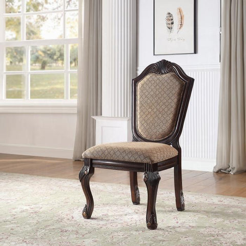 Chateau De Ville Fabric & Espresso Side Chair