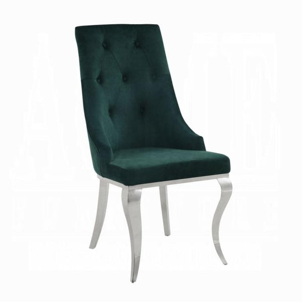 Dekel Green Fabric & Stainless Steel Side Chair