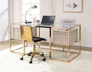 Huyana Clear Glass & Gold Desk image