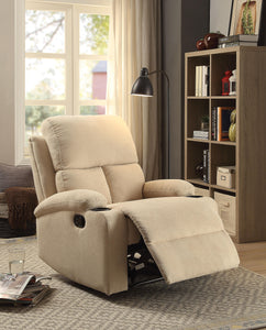 Rosia Beige Velvet Recliner (Motion) image