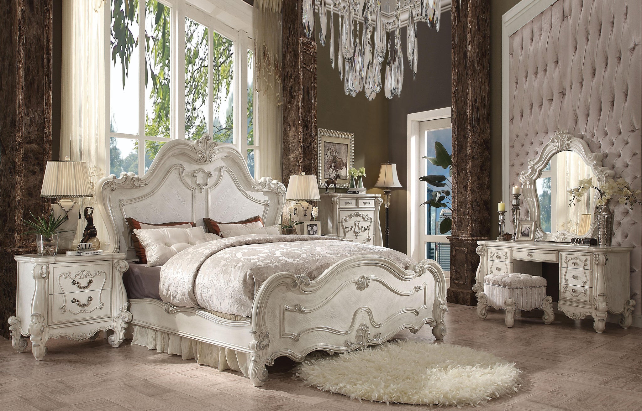 Versailles Bone White Eastern King Bed