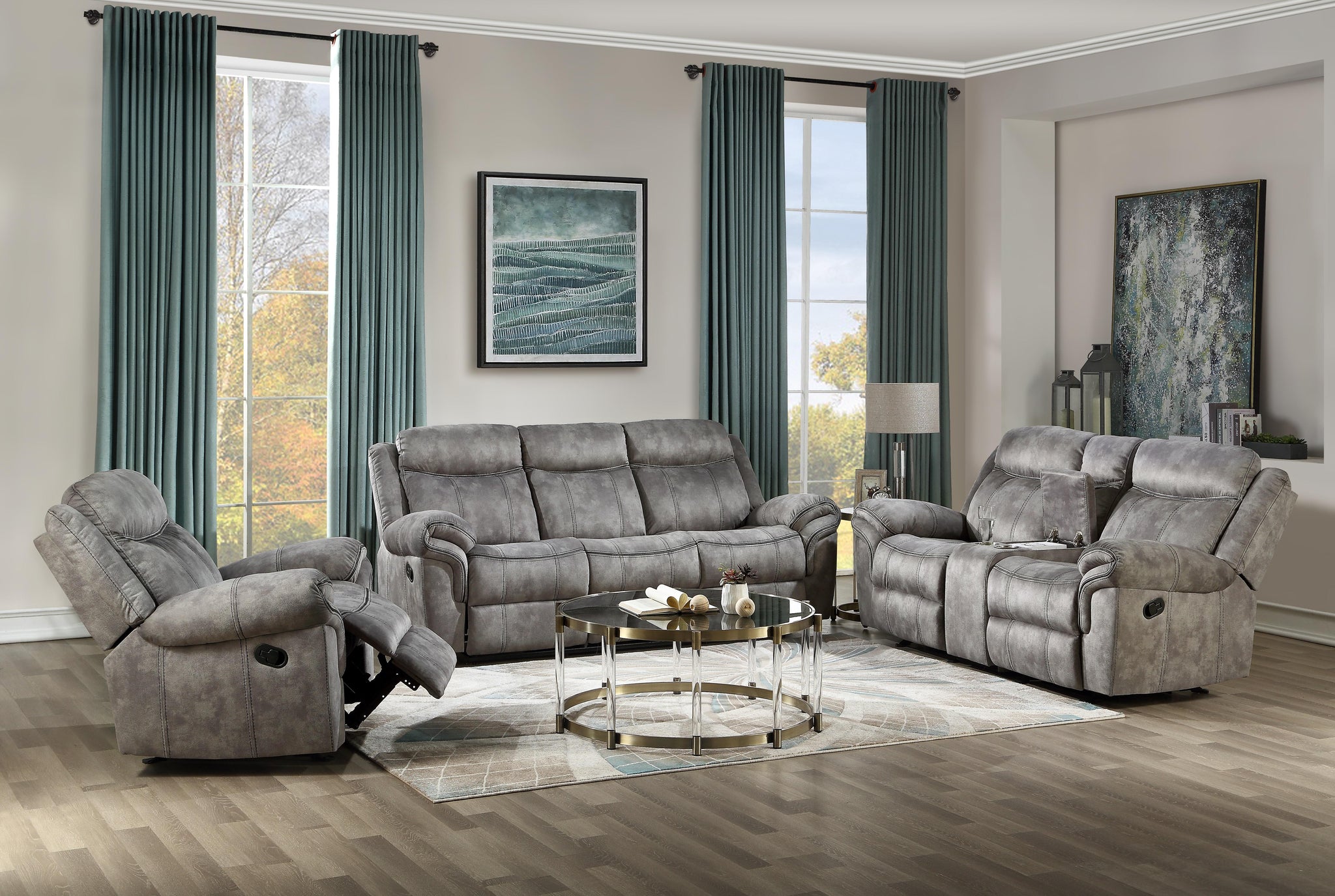 Zubaida 2-Tone Gray Velvet Sofa (Glider & Motion) image