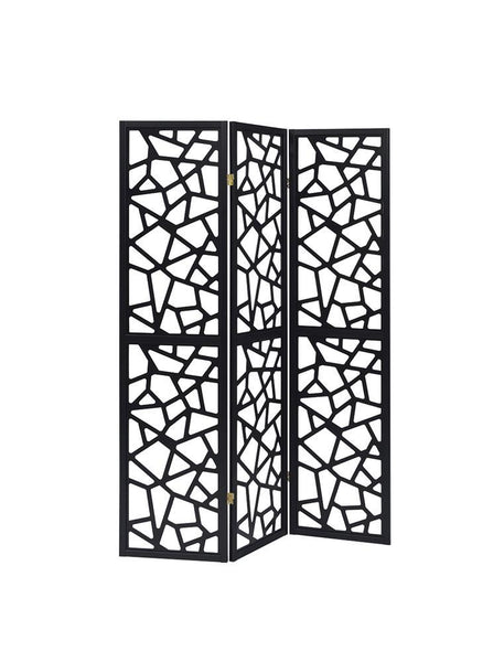 Nailan 3-panel Open Mosaic Pattern Room Divider Black