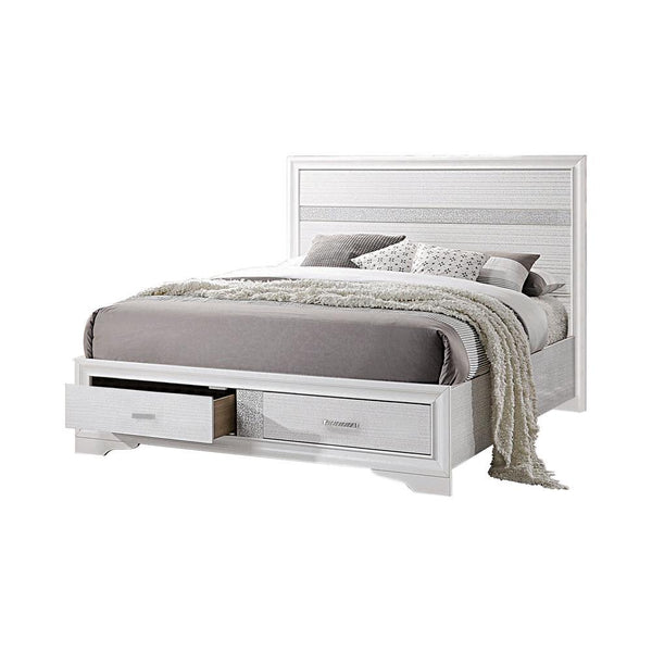 Miranda California King. E.King, & Queen 2-drawer Storage Bed Black & White