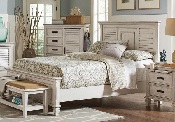 Franco Eastern King & Queen Panel Bed Antique White & Oak