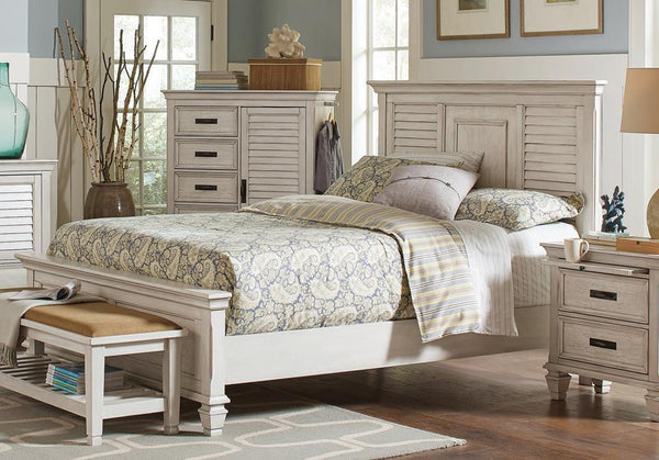 Franco Eastern King & Queen Panel Bed Antique White & Oak
