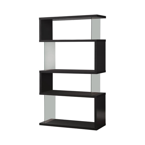 Emelle 4-tier Bookcase Black and Clear