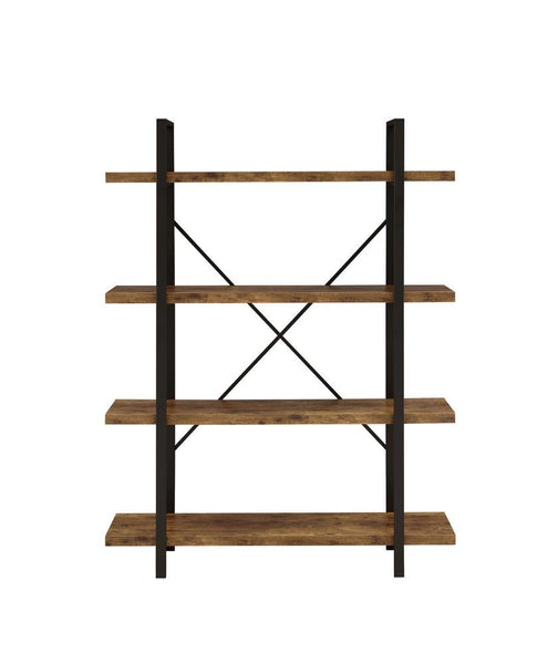 Cole 4-Shelf Bookcase Antique Nutmeg and Black