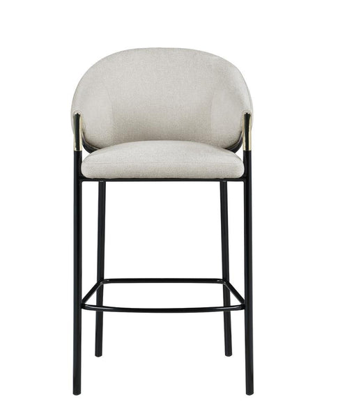 Chadwick Sloped Arm Bar Stools Beige and Glossy Black (Set of 2)