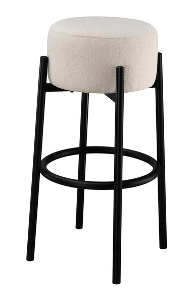 Leonard Upholstered Backless Round Stools White and Black (Set of 2)