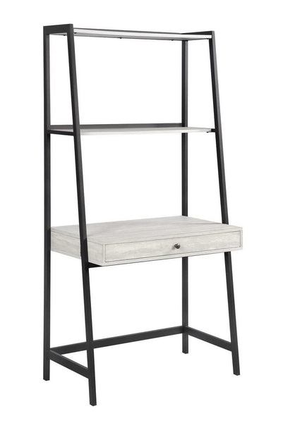 Pinckard 1-drawer Ladder Desk Grey Stone and Black