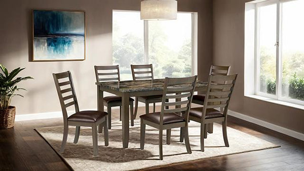 Adia 7 Pc Dinning Table Set Grey & Brown