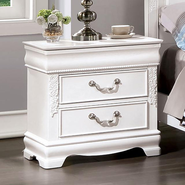 ALECIA Night Stand w/ USB, White