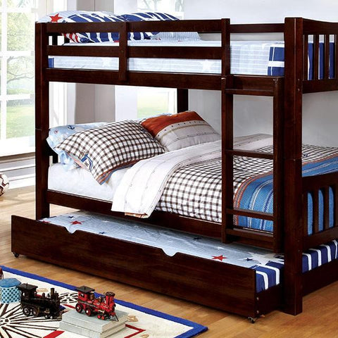 Cameron Dark Walnut, White & Gray Full/Full Bunk Bed
