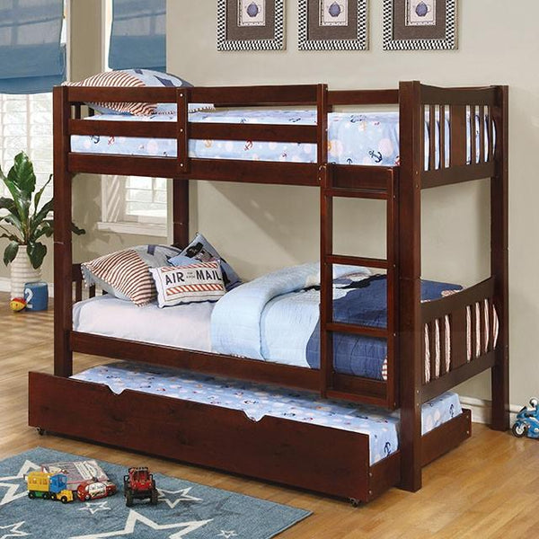 Cameron Dark Walnut, White & Gray Full/Full Bunk Bed