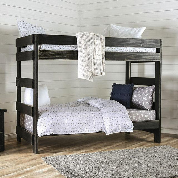 Arlette Twin/Twin Bunk Bed Brown, Black, Gray, & White