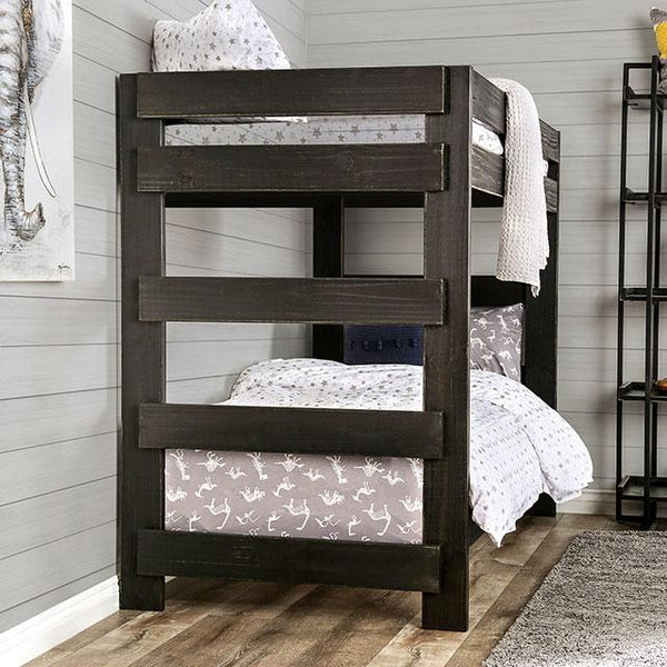 Arlette Twin/Twin Bunk Bed Brown, Black, Gray, & White
