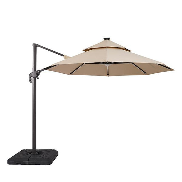 Fera 10 Ft Round Umbrella w/ LED Bulb + 37" Large Base