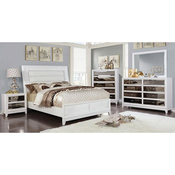Golva E.King & Queen Bed White & Silver