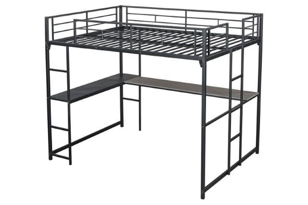 Cybill Full Loft Bed White, Silver, & Black