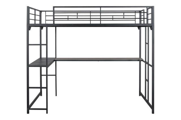 Cybill Full Loft Bed White, Silver, & Black