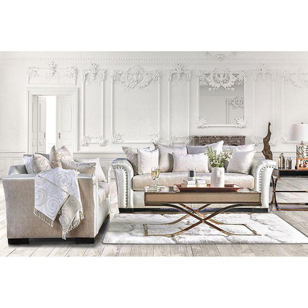 Benigno Love Seat Silver & Gray