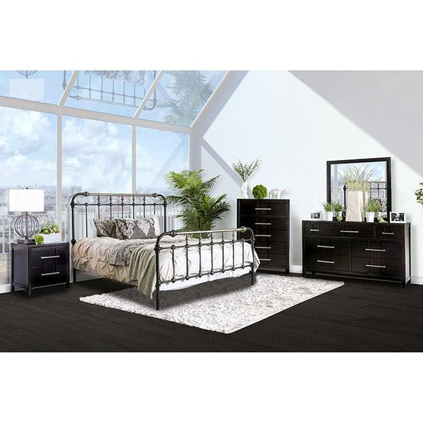 RIANA Antique Black Metal E.King, Full, Queen, & Twin Bed