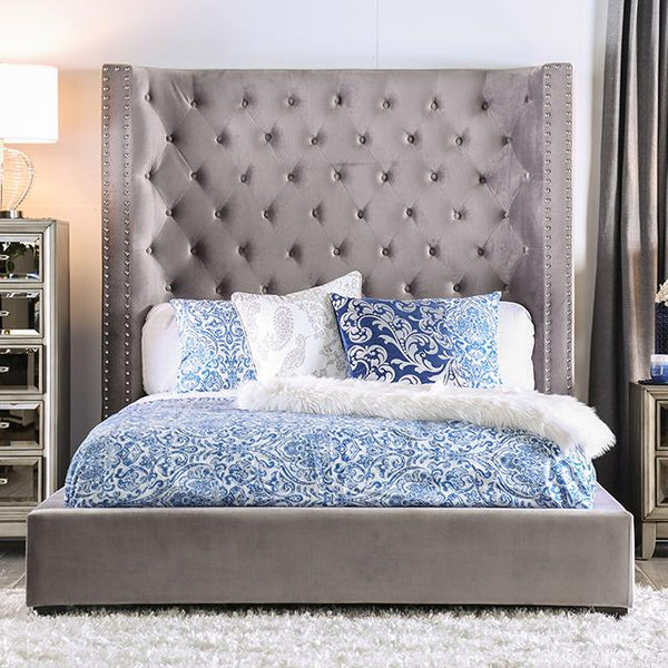 ROSABELLE E.King & Queen Bed, Black, Gray, & Ivory,