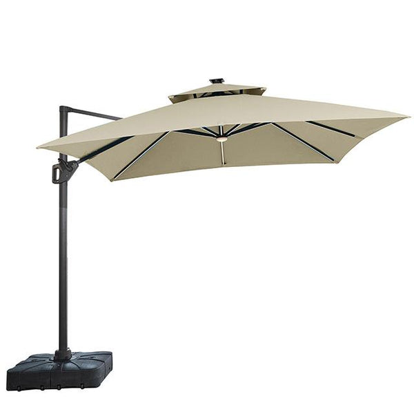 Sano 10 Ft Square Umbrella w/ Double Top w/ LED Light + 37" Large Base