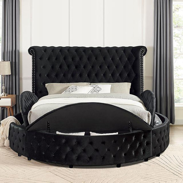 SANSOM E.King & Queen Bed, Black, Blue, & Grey