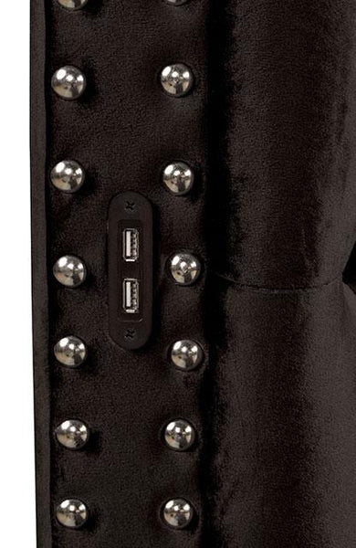 SANSOM E.King & Queen Bed, Black, Blue, & Grey