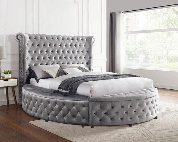 SANSOM E.King & Queen Bed, Black, Blue, & Grey