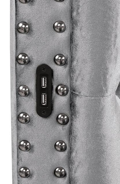 SANSOM E.King & Queen Bed, Black, Blue, & Grey