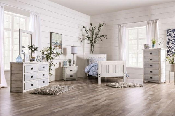 Rockwall Full, Queen, & Twin Bed White, Gray, & White