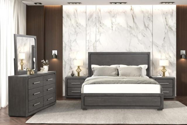 Crowthorne E.King & Queen Bed Grey & White