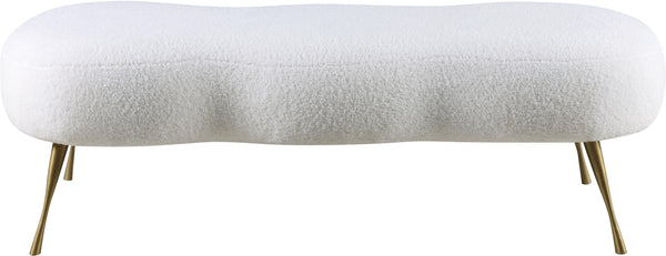 Nube White Faux Sheepskin Fur Bench